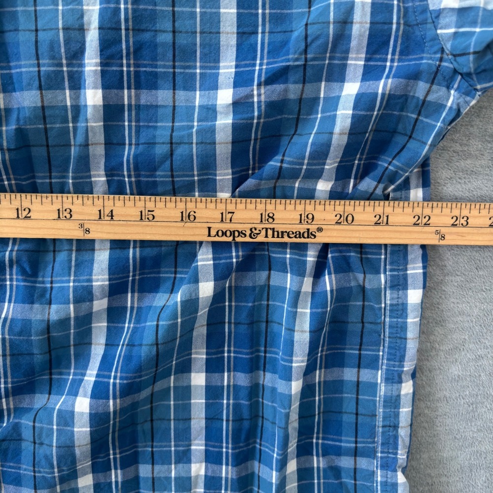 Ecko Unltd Mens Blue Plaid Long Sleeve Button Down Shirt Size Large Rhino Logo - Picture 8 of 9